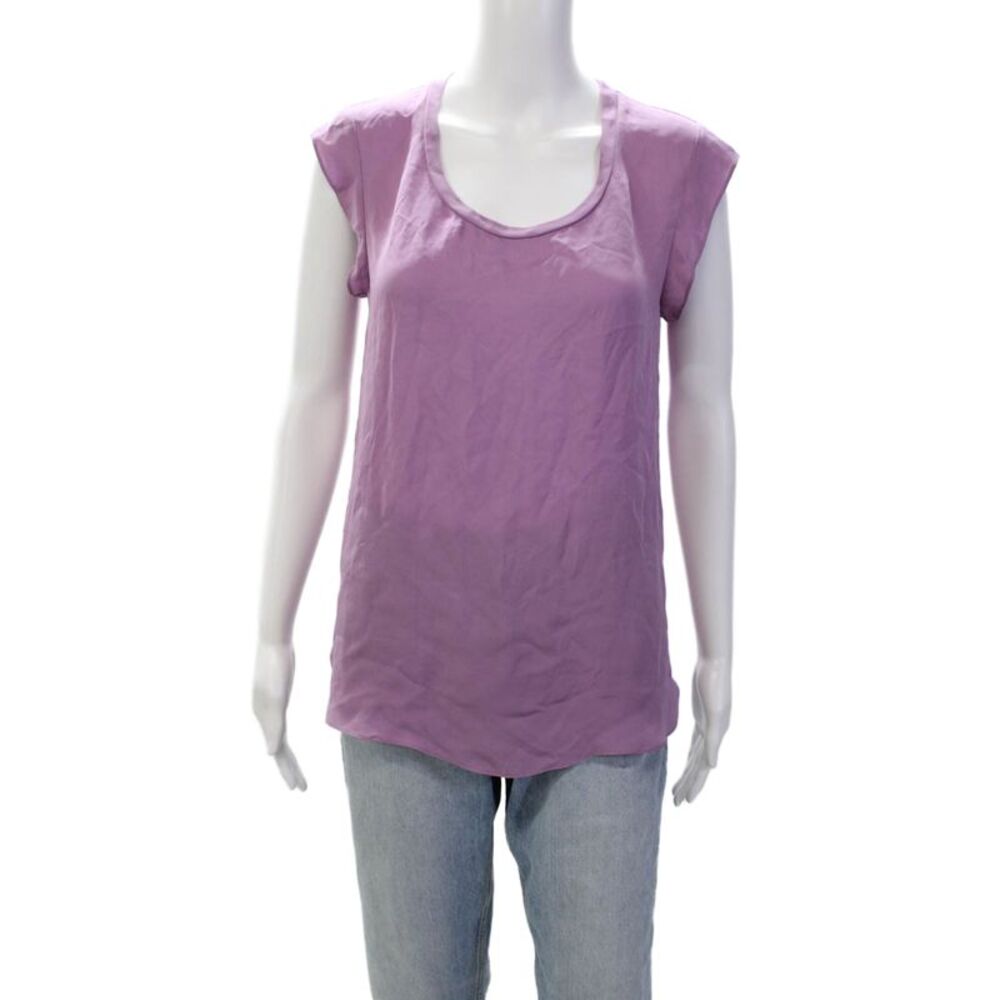 3.1 Phillip Lim Womens Cap Sleeve Scoop Neck Silk Top Purple Size 4